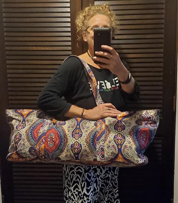 ELENTURE Large Yoga Mat Bag for Women Men, Travel Gym Bag for Pilates Office Beach Workout, Yoga Mat Tote Carrier with Mat Strap for 1/4" 1/2" Thick Exercise Yoga Mat