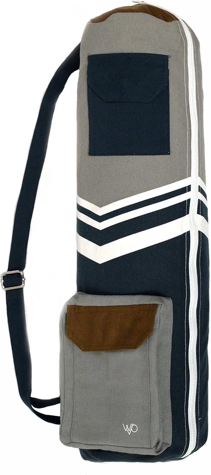 Open Road Goods Eco Friendly Yoga Mat Bag | Organic Yoga Bag For Extra Wide Mats | Yoga Mat Carrier for Men & Women: Full Zip, Adjustable Carry, Pockets, 100% Cotton Canvas
