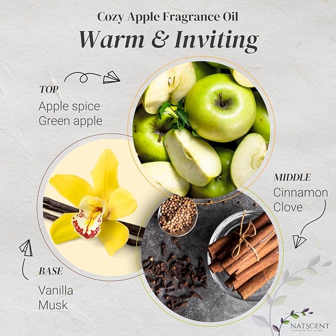 Cozy Apple Essential Oils for Diffusers for Home, Nature-derived Fall Essential Oils, Long-Lasting & Family-Friendly Diffuser Oils Scents, IFRA Certified, Cold Air & Ultrasonic - 4 oz