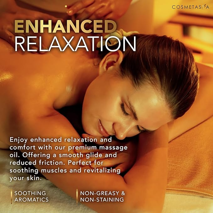 Natural Nourishing Massage Oil with Massage Roller Ball - Therapeutic Citrus & Coconut Massage Oils with Rejuvenating, Hydrating & Aromatic Essential Oils for Dry Skin, Soothes Muscle & Joints 8.8 oz