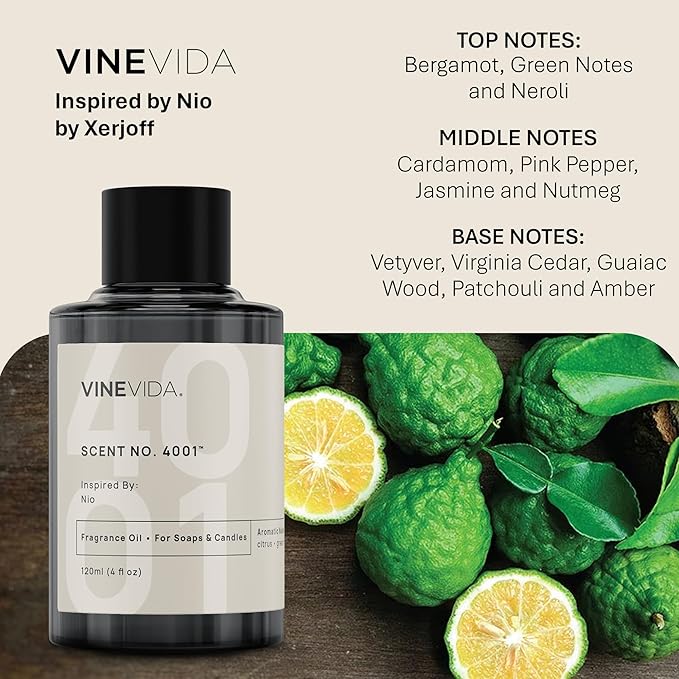 VINEVIDA [120mL] Nio Fragrance Oil for Candle Making - Natural Candle Oil Scents - Soap Making Essential Oil - Made in USA