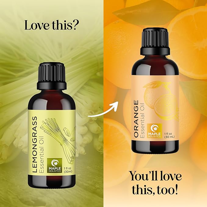Pure Refreshing Lemongrass Essential Oil - Aromatherapy Lemongrass Oil for Hair Nails and Skin Plus Potent Natural Aromatic Essential Oil for Diffusers for Home and Travel from Maple Holistics