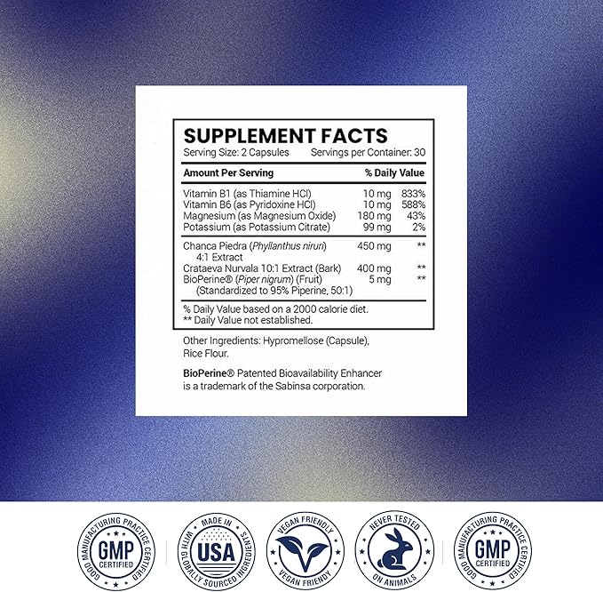 Research Verified Stone Support - Optimal Kidney Stone Support - Chanca Piedra, Crataeva Nurvala, BioPerine - Vegan - 180 Capsules