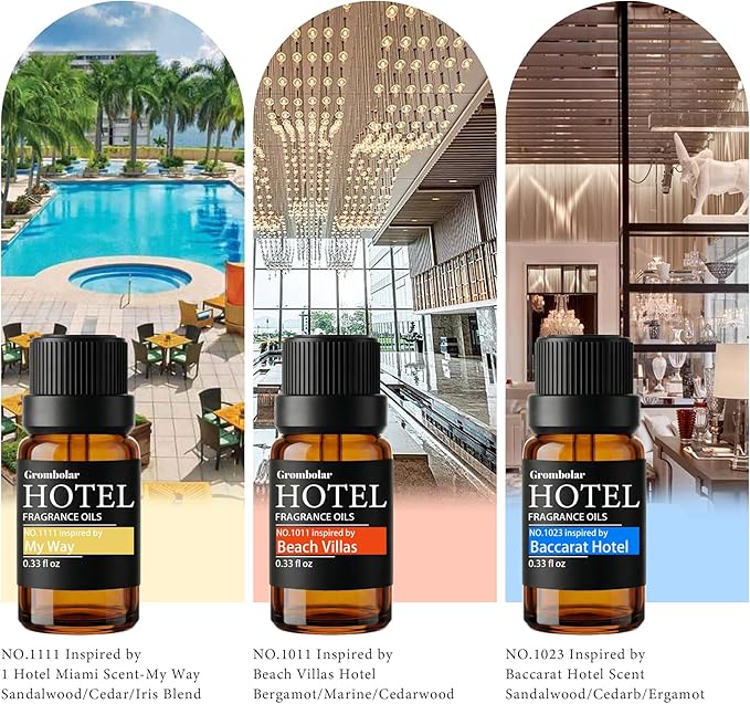 Essential Oils Set-Hotel Collection Diffuser Oil Gift Set,Premium Essential Oil for Diffusers, Home Care, Fragrance, Humidifiers (Hotel-6Pcs Set)