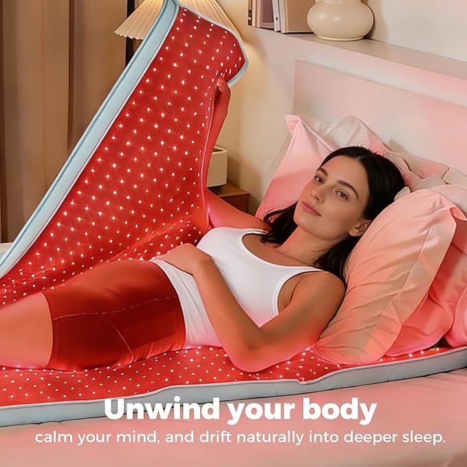 2026 Upgraded Mint Blue Infrared Red Light Therapy Mat – 2052 pcs SMD 5050 LED Chips (660nm & 850nm), Pain Relief, Recovery Boost, Whole Body Care, Sleep & Energy Support