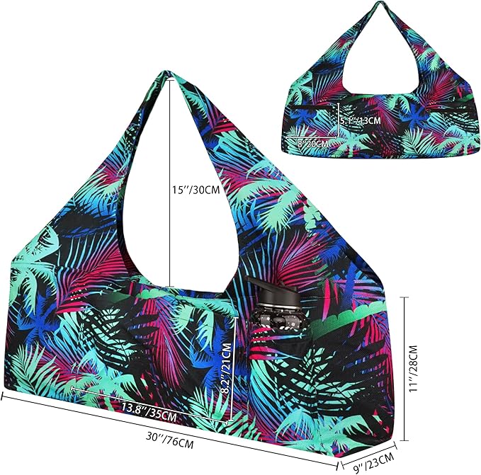 jswuffx Large Yoga Mat Bag Yoga Bags and Carriers Fits All You Stuff Yoga Tote Bag with Yoga Mat Strap, Elastic Pockets and Zipper Pockets