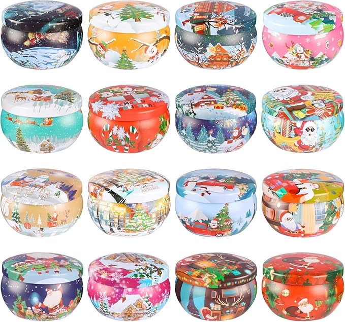 16 Pack Christmas Scented Candles Gift Set 2.5oz Strong Fragrance jar Candles Natural Soy Wax Candles Portable Travel Tin Jar Candles Gifts for Home Scented Decoration Birthday Valentine'sDay