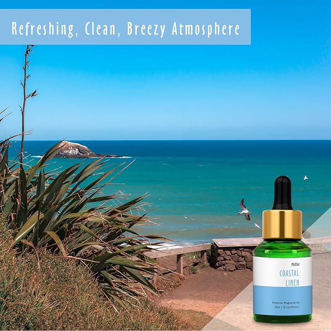 Costal Linen Fragrance Oil, MitFlor 30ml Single Scented Oils, Large Size Premium Grade Fragrance Oil for Soap & Candle Making, Aromatherapy Diffuser Oils, Clean & Fresh Scent for Home