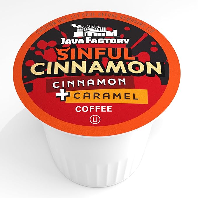 Java Factory Coffee Pods Cinnamon Flavored Coffee Compatible with K Cup Brewers Including 2.0, Sinful Cinnamon, 40 Count