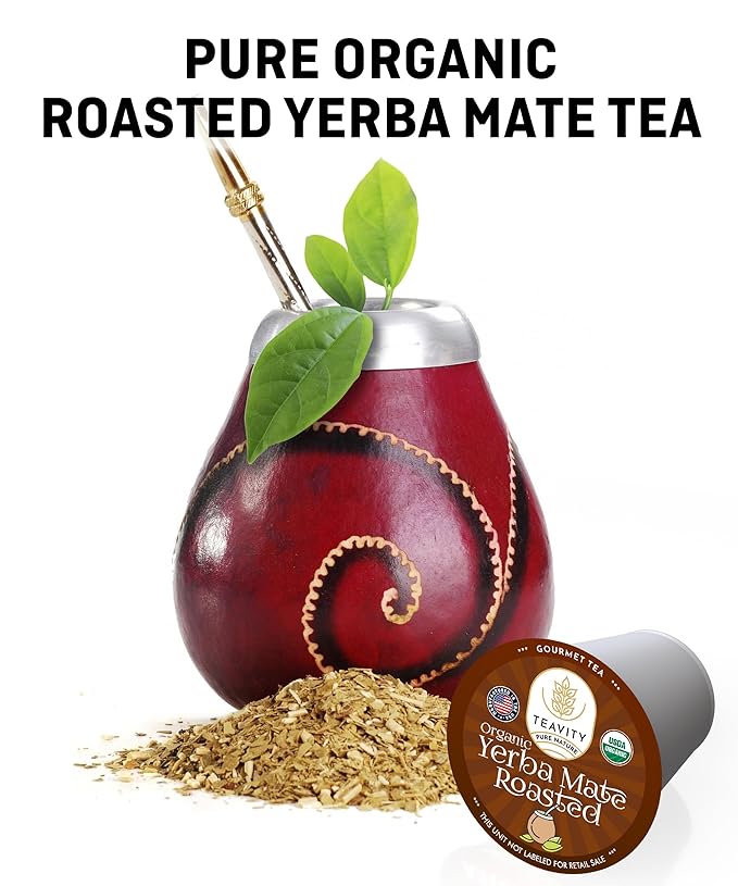 Organic Yerba Roasted Mate Tea Pods for Keurig by Teavity (12 Tea Pods)