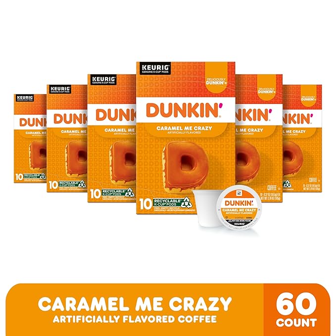 Dunkin' Caramel Me Crazy Flavored Coffee, 60 Keurig K-Cup Pods