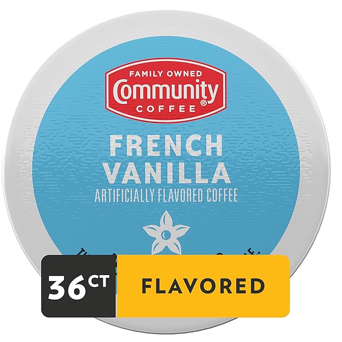 Community Coffee French Vanilla Flavored 36 Count Coffee Pods, Medium Roast, Compatible with Keurig 2.0 K-Cup Brewers, 12 Count (Pack of 3)
