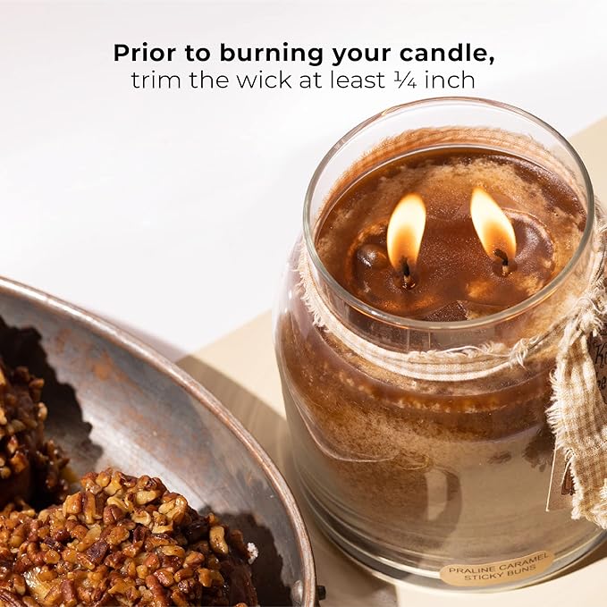 A Cheerful Giver - Praline Caramel Sticky Buns Baby Scented Glass Jar Candle (6oz) with Lid & True to Life Fragrance Made in USA