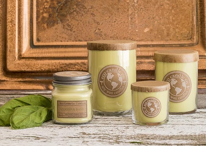 ECO CANDLE CO. Recycled Candle, Lemongrass Sage, 6 oz. - Scents of Lemongrass & Sage - 100% Soy Wax, No Lead, Kraft Paper Label & Lid, Hand Poured, Phthalate Free, Made from Midwest Grown Soybeans