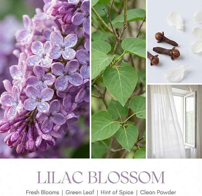 HomeLights Scented Candles | Large Jar 34 Oz Natural Soy Candle | 130 hrs Long-Lasting with 3 Wicks | Bohemian Natural for Home Decor | Gifts for Mom & Women, Lilac Blossom