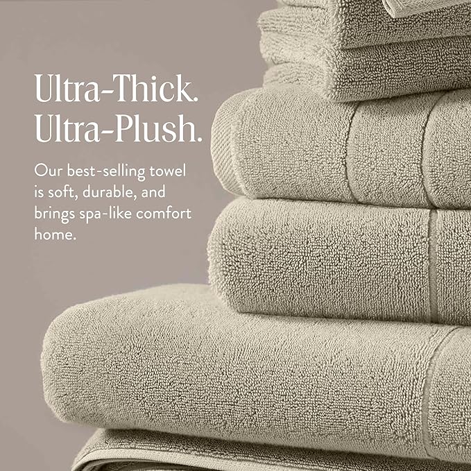 Brooklinen Super-Plush Turkish Cotton Bath Sheets - Set of 2 - Cotton, 820 GSM, Highly Absorbent, Machine Washable, Perfect for Home & Bathroom (40" x 65", Stone)