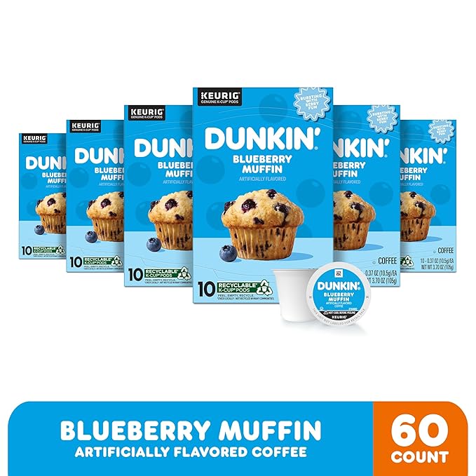 Dunkin' Blueberry Muffin Flavored Coffee, 60 Keurig K-Cup Pods