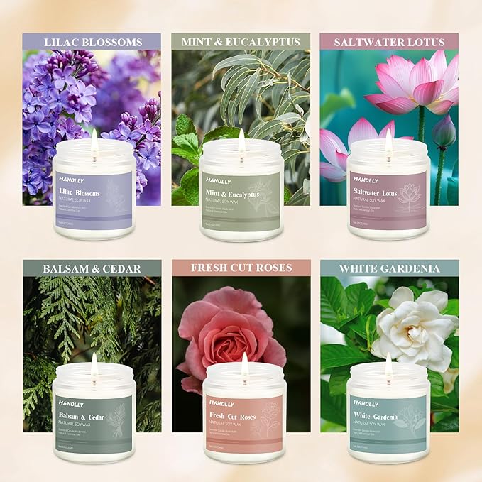 12 Pack Candles for Home Scented, Christmas Aromatherapy Candles Gifts Set for Women, Lavender, Vanilla, Rose Candle, 42OZ Natural Soy Wax Long Lasting Jar Candle, Birthday Valentine’s Day Present