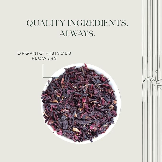 Luxmi Estates - Pure Hibiscus Herbal - Organic Hibiscus Tea - Loose Leaf - 250g (125 cups) | With Organic Hibiscus Flowers | Single Ingredient | Helps with Blood Pressure and Imrpove Heart Health