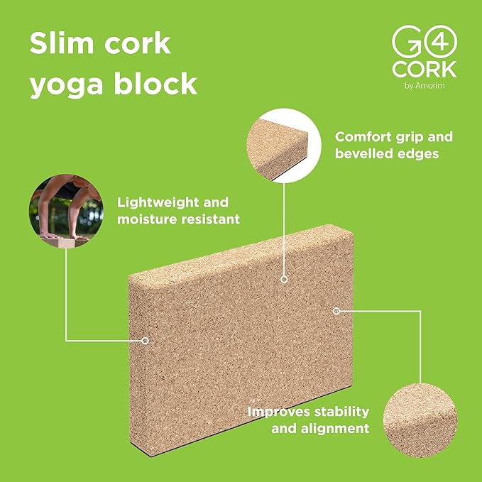 Go4Cork Cork Yoga Block for Yoga, Pilates & Meditation | Non-Slip, Hypoallergenic, Sustainable, Non-Toxic Yoga Block