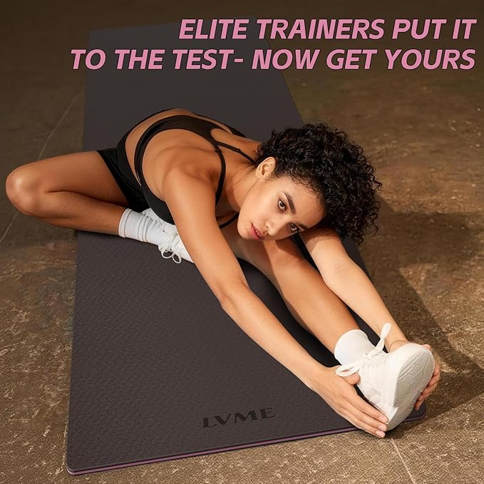 Yoga Mat Non Slip, Anti-Tear 1/4 Thick TPE Yoga Mats for Women and Men, 72"x24" Exercise & Fitness Mat with Carrying Strap, Workout Mats for Yoga, Pilates and Floor Exercise