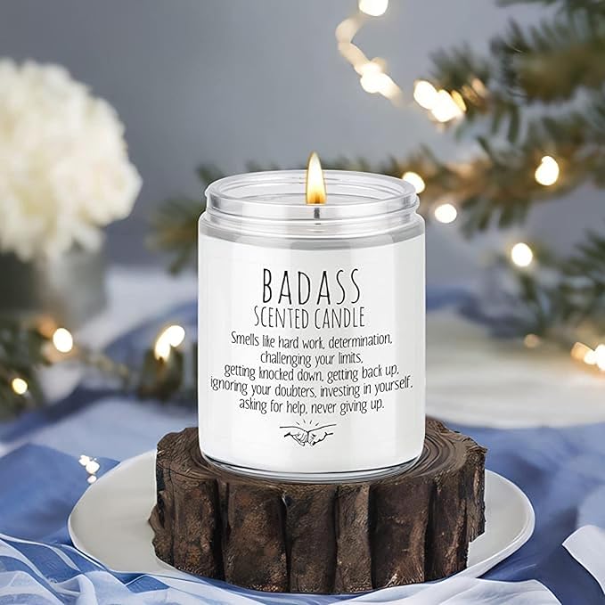 Badass Scented Candle - Congratulations & Promotion Gifts for Women & Men, Friends & Coworkers, Birthday Gifts for Her or Him - 7oz