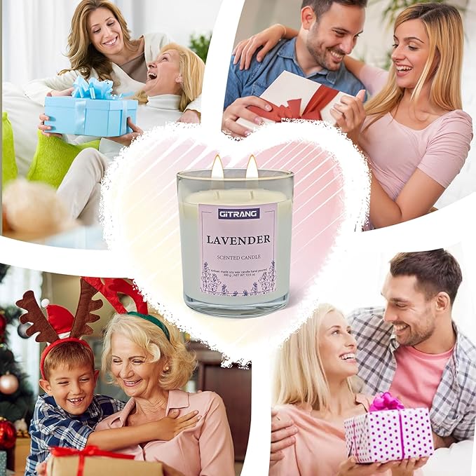 Lavender Scented Candle, 10.6 oz Soy Wax Candles for Home Aromatherapy, Relaxation Gifts for Women, Long Lasting Time (80-90 Hrs) for Bedroom Yoga Garden Patio Birthday Party,Set of 1