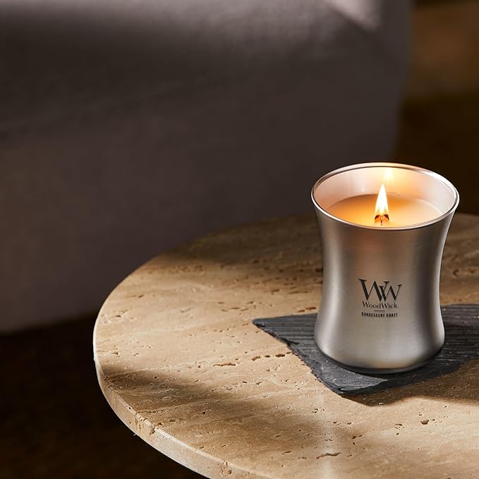 WoodWick Candescent Coast Holiday Candle Gifts for Women and Men, 9.7 oz Precious Metals Collection with Crackling Wick