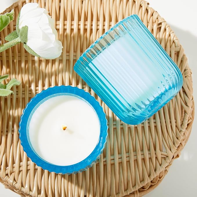 Hillhouse Naturals Outdoor Seaside Citronella 8oz Candle Colored Glass 50+ Hour Burn. 100% Soy Wax Blend. Made in The USA