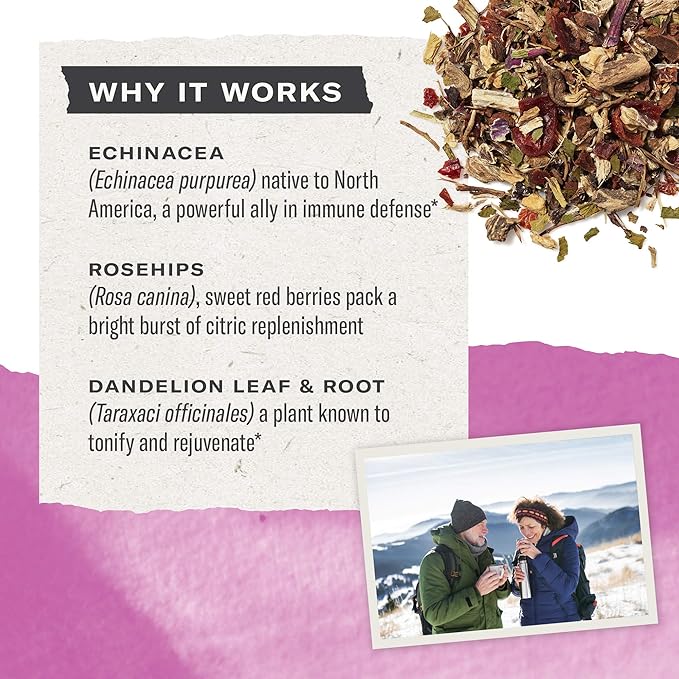 Numi Organic Immune Boost Herbal Tea, 48 Tea Bags, Caffeine-Free Wellness Blend with Elderberry, Elderflower, Ginger, and Lemongrass for Immune Support and Soothing Flavor
