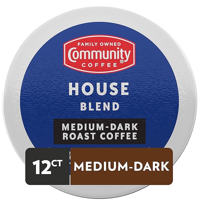 Community Coffee House Blend 12 Count Coffee Pods, Medium-Dark Roast, Compatible with Keurig 2.0 K-Cup Brewers, Box of 12 Pods (Pack of 2)