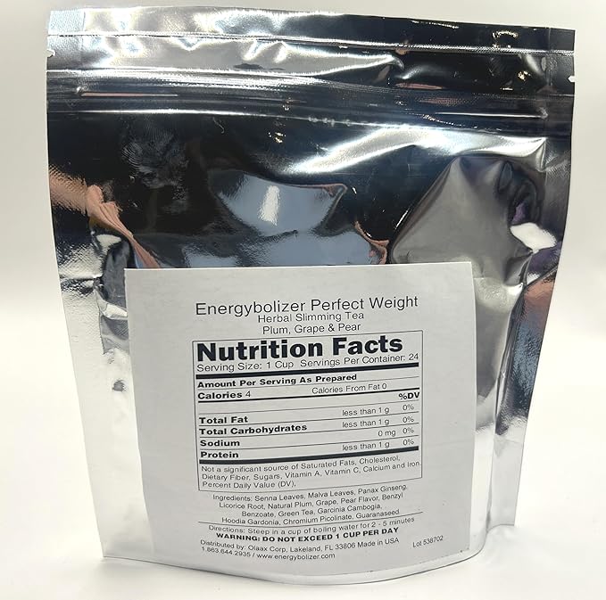 Energybolizer Perfect Weight Herbal Tea (24 Bags)| Natural Energy Booster for Women and Men | Increase Energy, Improve Digestion (Plum Grape Apple Pear)