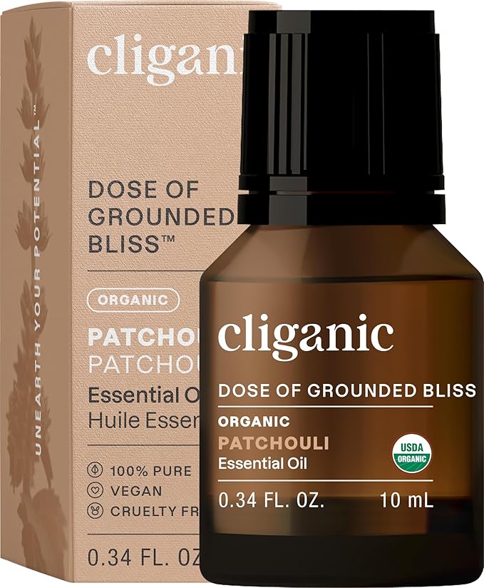 Cliganic Organic Patchouli Essential Oil - 100% Pure Natural Undiluted, for Aromatherapy Diffuser | Non-GMO Verified (Packaging May Vary)