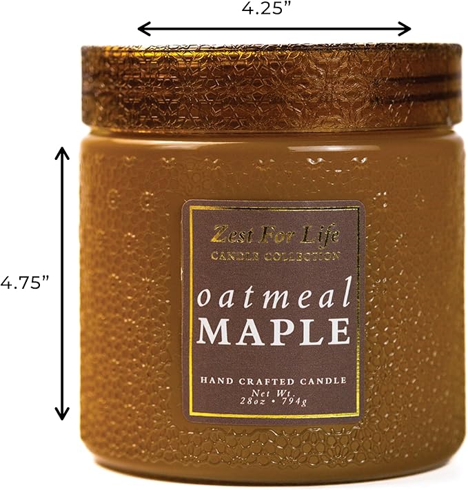 A Cheerful Giver - 28oz Large Scented Candle Jar with Lid- Zest for Life - 130 Hours of Burn Time, Gift for Women (Large, Oatmeal Maple)