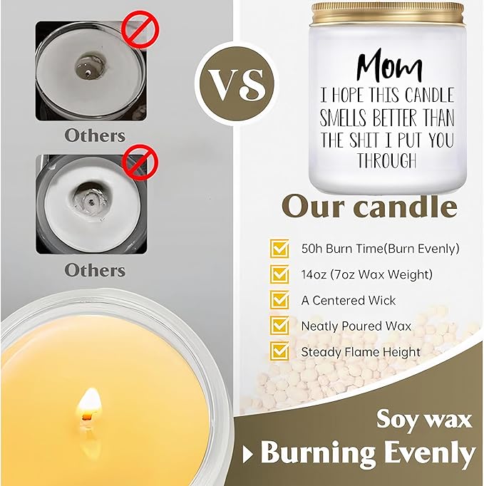 LOVERY Mother’s Day Gifts, Gifts for Mom from Daughter, Son - Mom Gifts, Funny Birthday Gifts for Mom, Mothers Day Gifts for Mom, Vanilla Candles, 9oz Scented Soy Candle, White
