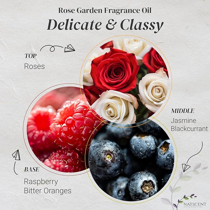 Rose Garden Essential Oils for Diffusers for Home, Nature-derived Rose Essential Oil, Long-Lasting & Family-Friendly Diffuser Oils Scents, IFRA Certified, Cold Air & Ultrasonic – 4oz