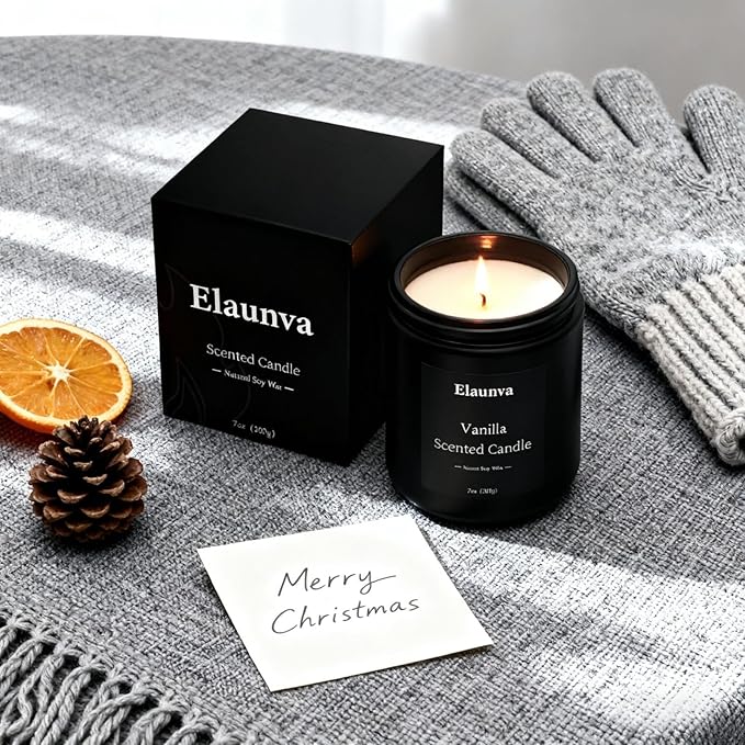 Vanilla Scented Candle,7oz(200g),Natural Soy Wax,Fall Candle,Aromatherapy Candles,Home Decorations,Romantic Present,Stress Relief and Relax Gift for Men and Women (7oz(200g), Vanilla)