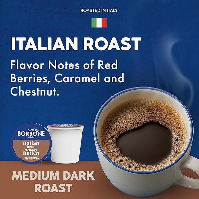 Caffè Borbone Italian Roast Coffee (40 Count) – Medium Dark Roast, Arabica & Robusta Blend, Roasted in Italy for a Bold, Smooth Taste – Single Serve Coffee Pods Compatible with K-Cup Brewers