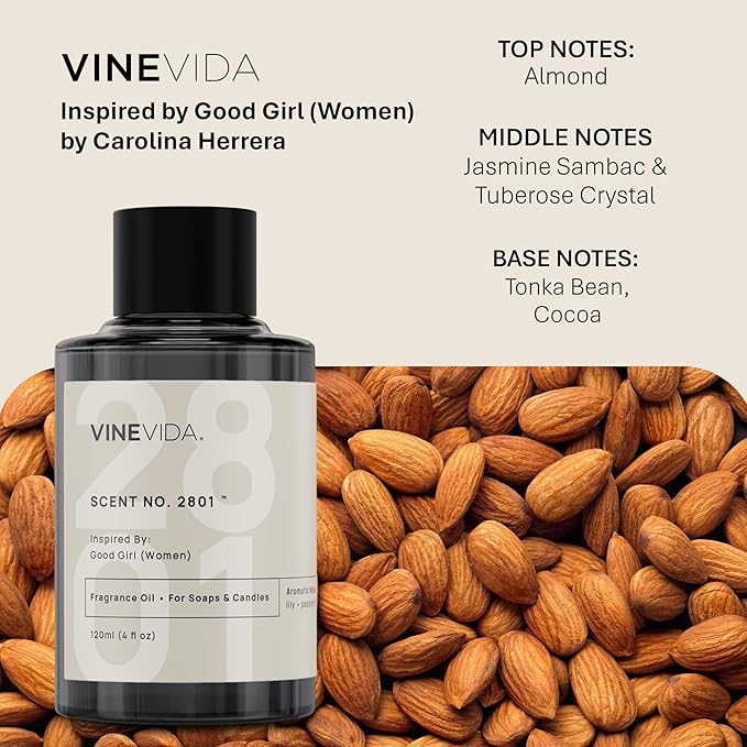 VINEVIDA [120mL] Good Girl (Women) Fragrance Oil for Candle Making - Natural Candle Oil Scents - Soap Making Essential Oil - Made in USA