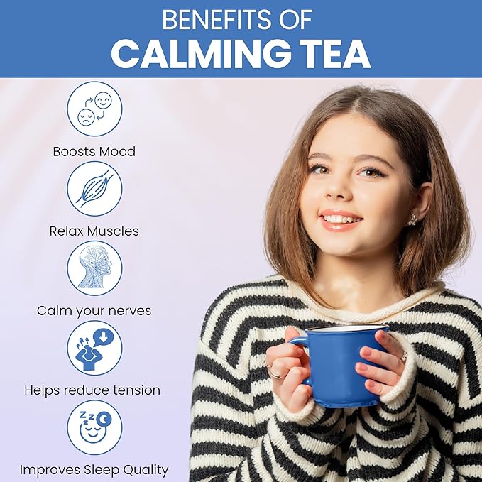 Kintra Foods Calm & Relax Loose Leaf | Herbal Blend With Chamomile, Lavender and Passionflower | Soothing Tea | Caffeine-Free Calming Tea | 60g Jar for Ultimate Relaxation