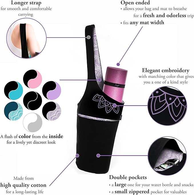 Zenifit Yoga Mat Bag – Versatile Yoga Bag with Mat Straps & Storage Pockets, Holds Yoga & Pilates Mats, Lightweight & Durable