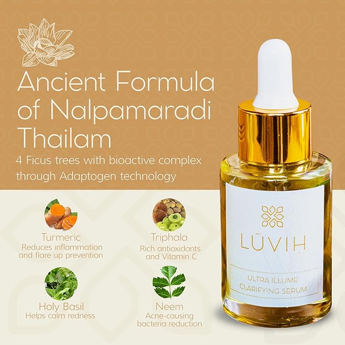 LUVIH Ultra Illume Face Serum with Triphala, Neem & Turmeric – Ayurvedic Dark Spot Corrector for Acne Marks, Blemishes & Uneven Skin Tone – 30 mL
