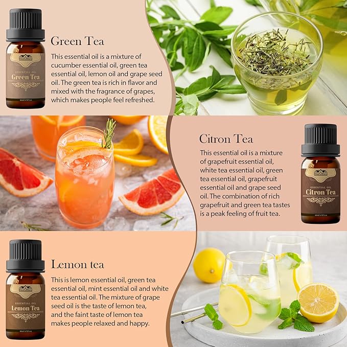 6 Pack 10ML Christmas Tea Essential Oil Diffuser for Home Care and Candle Making Atmosphere Fragrance of Essential Oil Gifts Set for Christmas Birthday Holiday Present