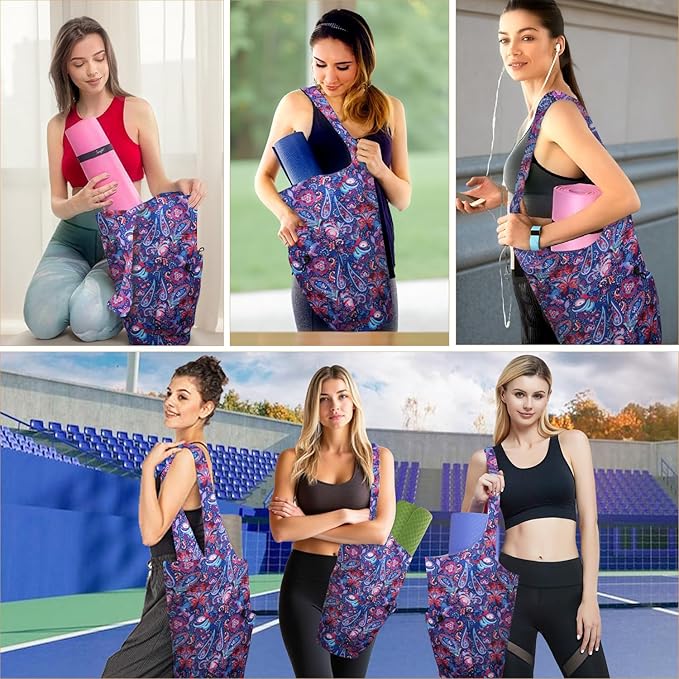 saniwu Yoga Mat Bag Carrier for Women Workout Large Waterproof with Zipper Pocket, Keychain and Wide Shoulder Straps