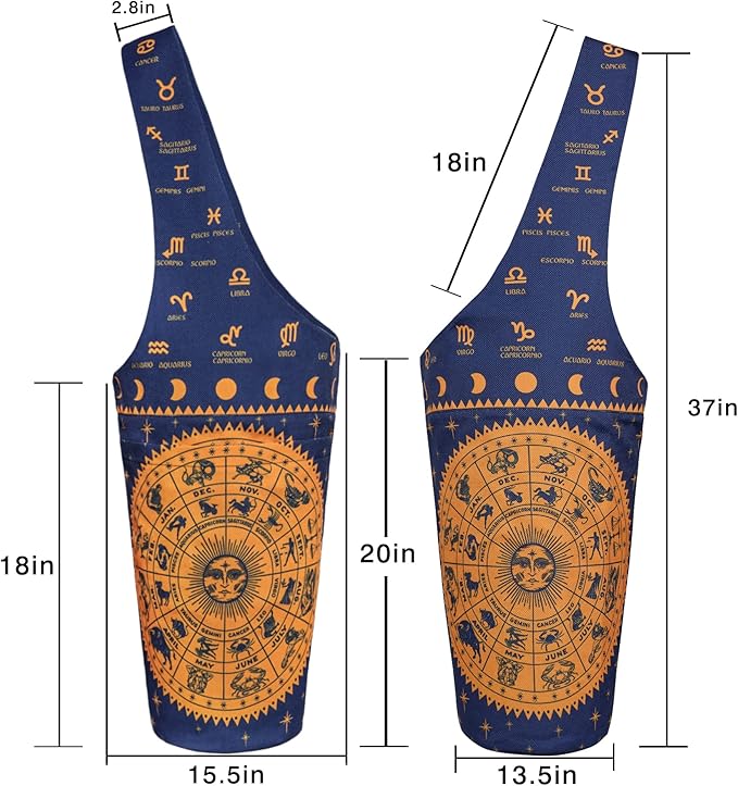 Fashion Printed Yoga Mat Bag with Large Side Pocket & Zipper Pocket Long Tote Yoga Bag Fit Most Size Mats - Holds More Yoga Accessories