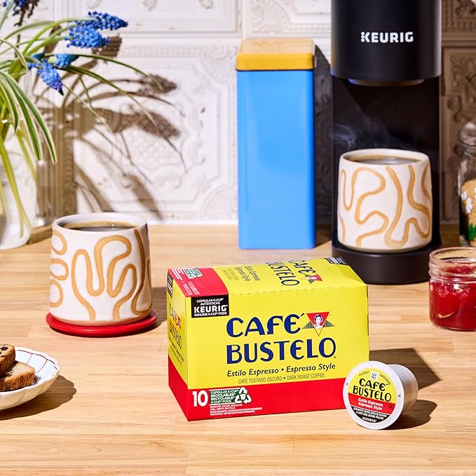 Café Bustelo Espresso Style Dark Roast Coffee, Keurig K-Cup pods, 10 Count Box (Pack of 6)