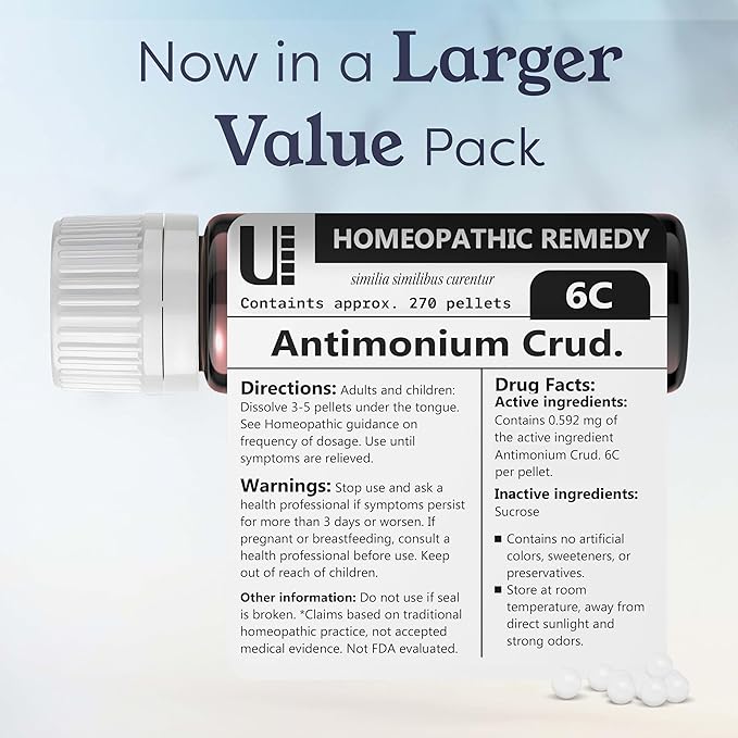 Antimonium Crudum 6C Homeopathic Remedy, 270 Pellets