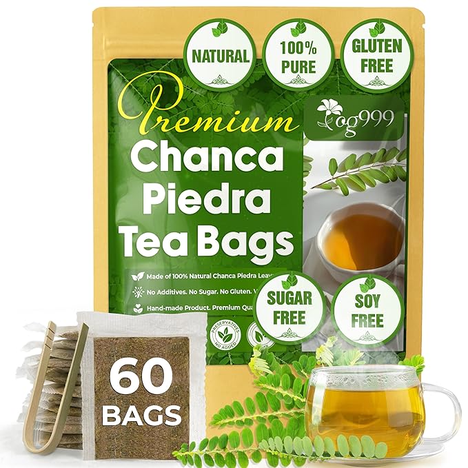 TOG999, Premium 60 Chanca Piedra Leaf Tea Bags, 100% Natural & Pure from Chanca Piedra Leaves. Loose Leaf Chanca Piedra Herbal Tea. Made with Natural Material Tea Bags. No Sugar, No Caffeine, No Gluten, Vegan.