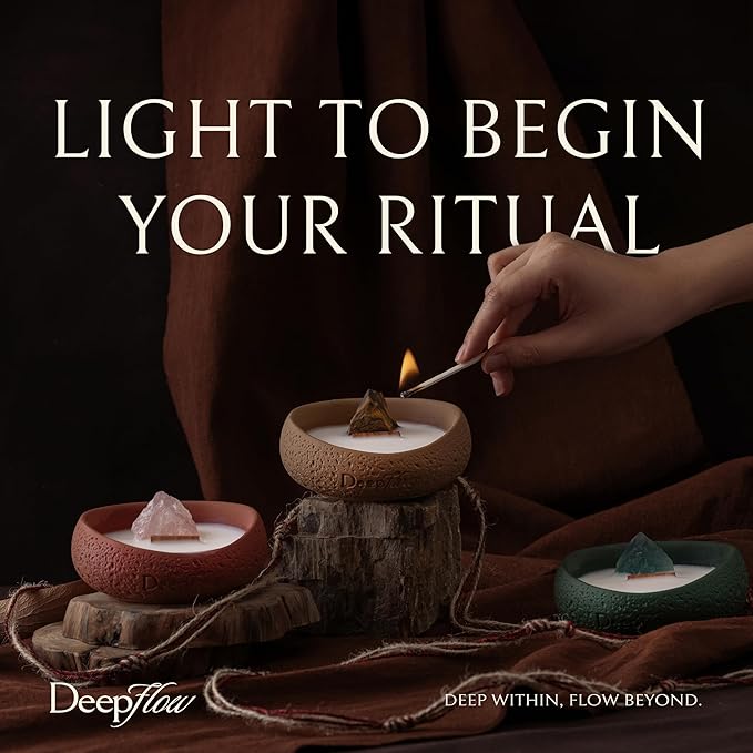 DeepFlow Emotional Healing Candle, Green Fluorite Heart Opening, Emotional Clarity Self-Trust, Natural Mind-Body Wellness Blend, Soft Airy Scent for Open-Hearted Relaxation (Green Fluorite)