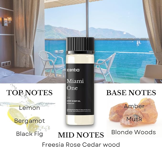 Diffuser Oil | Aromatherapy Fragrances Inspired by 5-Star Iconic Retreat | Essential Oil Blend | Luxurious Scents Gift Set-5x20ml Bottles Set-The 1 Hotel Miami Beach & Premium Resorts- Hostess Gift